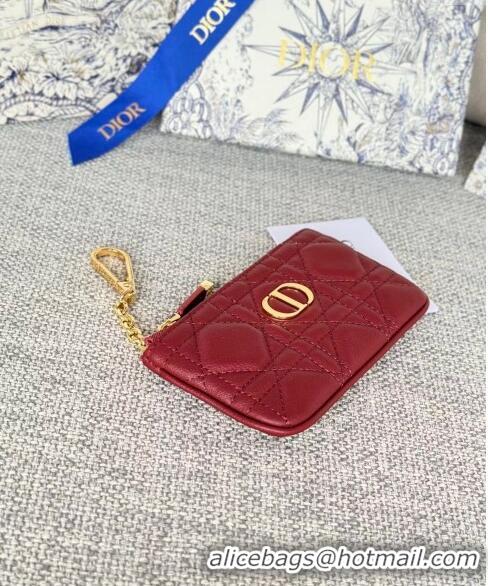 New Arrivals Dior 30 Montaigne Glycine Key Pouch in Grained Calfskin CD5120 Red 2024