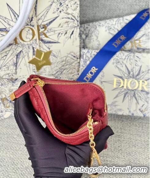 New Arrivals Dior 30 Montaigne Glycine Key Pouch in Grained Calfskin CD5120 Red 2024