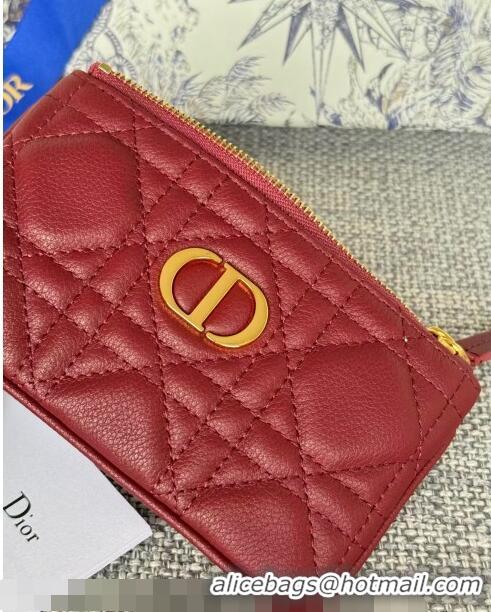 New Arrivals Dior 30 Montaigne Glycine Key Pouch in Grained Calfskin CD5120 Red 2024