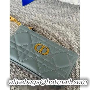 Top Quality Dior 30 Montaigne Glycine Key Pouch in Grained Calfskin CD5120 Dusty Blue 2024