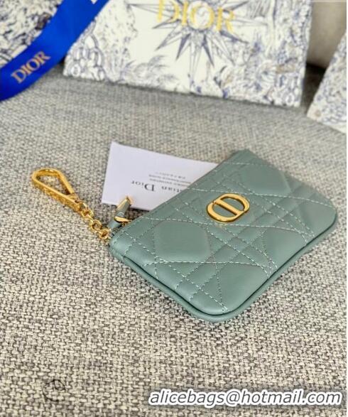 Top Quality Dior 30 Montaigne Glycine Key Pouch in Grained Calfskin CD5120 Dusty Blue 2024