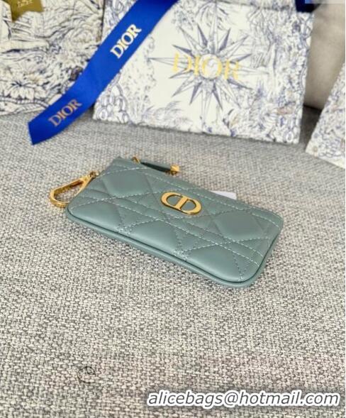 Top Quality Dior 30 Montaigne Glycine Key Pouch in Grained Calfskin CD5120 Dusty Blue 2024