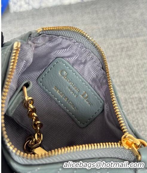 Top Quality Dior 30 Montaigne Glycine Key Pouch in Grained Calfskin CD5120 Dusty Blue 2024