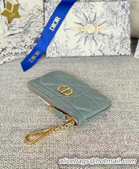 Top Quality Dior 30 Montaigne Glycine Key Pouch in Grained Calfskin CD5120 Dusty Blue 2024