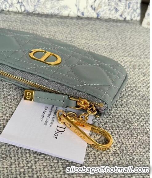 Top Quality Dior 30 Montaigne Glycine Key Pouch in Grained Calfskin CD5120 Dusty Blue 2024