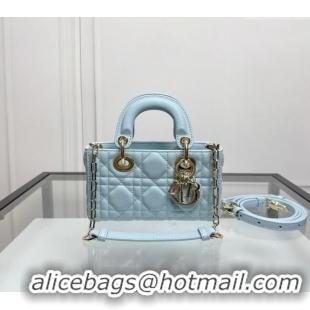 Original Cheap Dior Lady D-Joy Micro Bag in Cannage Lambskin 0806 Pale Blue 2024