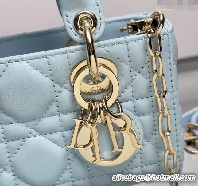 Original Cheap Dior Lady D-Joy Micro Bag in Cannage Lambskin 0806 Pale Blue 2024