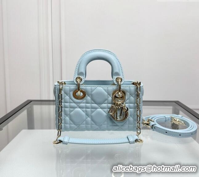 Original Cheap Dior Lady D-Joy Micro Bag in Cannage Lambskin 0806 Pale Blue 2024