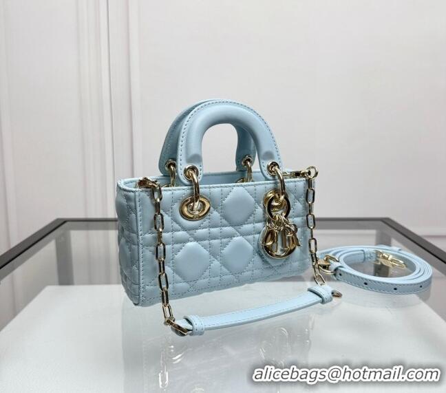 Original Cheap Dior Lady D-Joy Micro Bag in Cannage Lambskin 0806 Pale Blue 2024