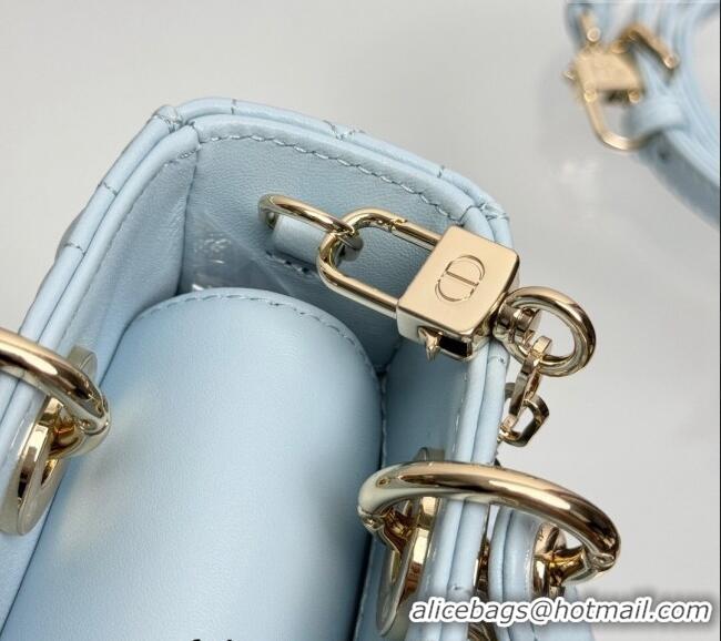 Original Cheap Dior Lady D-Joy Micro Bag in Cannage Lambskin 0806 Pale Blue 2024