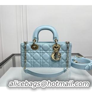 New Cheap Dior Lady D-Joy Small Bag in Cannage Lambskin M0806 Pale Blue 2024