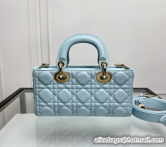 New Cheap Dior Lady D-Joy Small Bag in Cannage Lambskin M0806 Pale Blue 2024