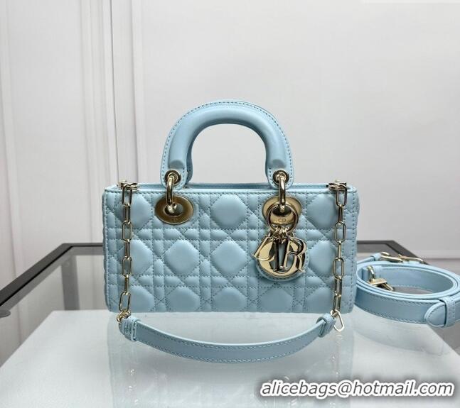 New Cheap Dior Lady D-Joy Small Bag in Cannage Lambskin M0806 Pale Blue 2024