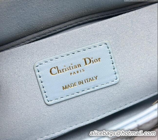 New Cheap Dior Lady D-Joy Small Bag in Cannage Lambskin M0806 Pale Blue 2024