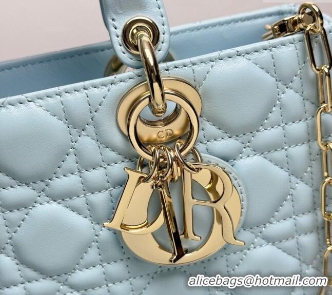 Modern Classic Dior Lady D-Joy Medium Bag in Cannage Lambskin L0806 Pale Blue 2024