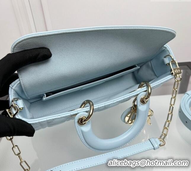 Modern Classic Dior Lady D-Joy Medium Bag in Cannage Lambskin L0806 Pale Blue 2024