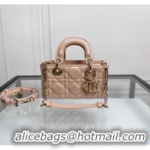 Luxury Grade Dior Lady D-Joy Micro Bag in Patent Calfskin S0806 Nude Pink 2024