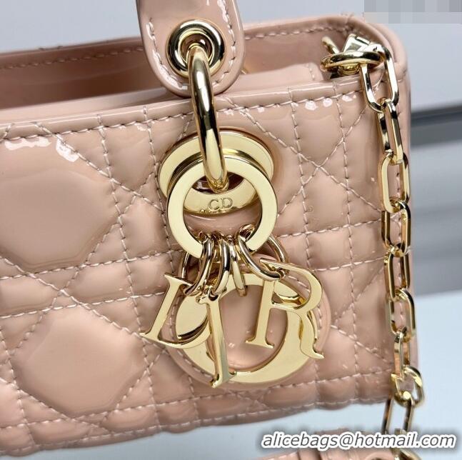 Luxury Grade Dior Lady D-Joy Micro Bag in Patent Calfskin S0806 Nude Pink 2024