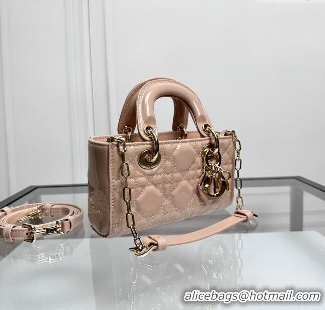 Luxury Grade Dior Lady D-Joy Micro Bag in Patent Calfskin S0806 Nude Pink 2024