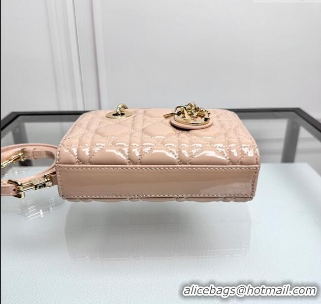 Luxury Grade Dior Lady D-Joy Micro Bag in Patent Calfskin S0806 Nude Pink 2024