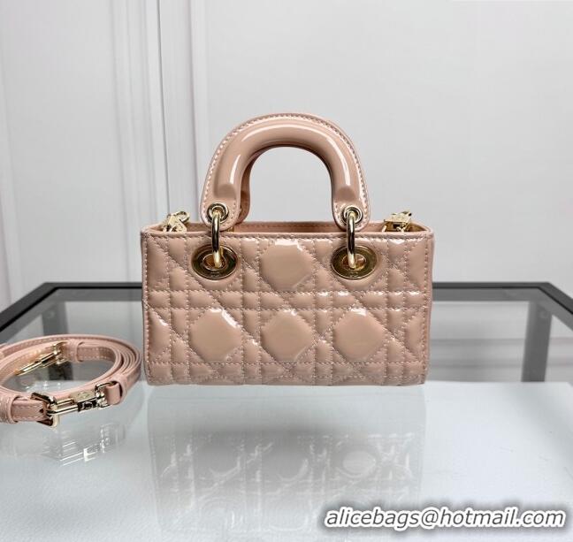 Luxury Grade Dior Lady D-Joy Micro Bag in Patent Calfskin S0806 Nude Pink 2024