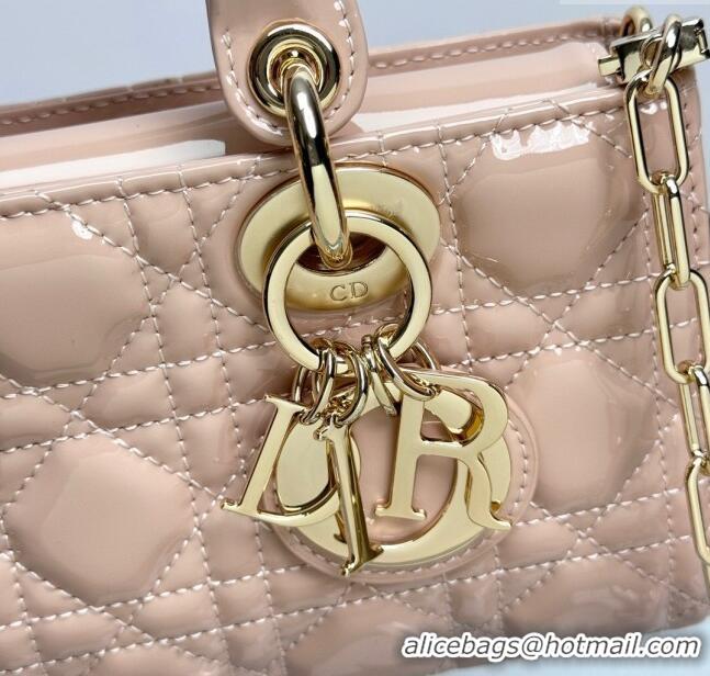 Spot Bulk Dior Lady D-Joy Small Bag in Patent Calfskin M0806 Nude Pink 2024