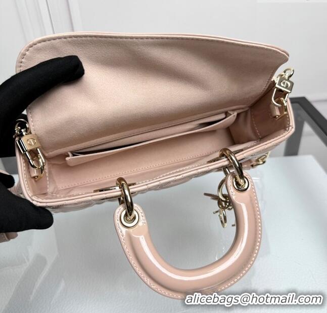 Spot Bulk Dior Lady D-Joy Small Bag in Patent Calfskin M0806 Nude Pink 2024