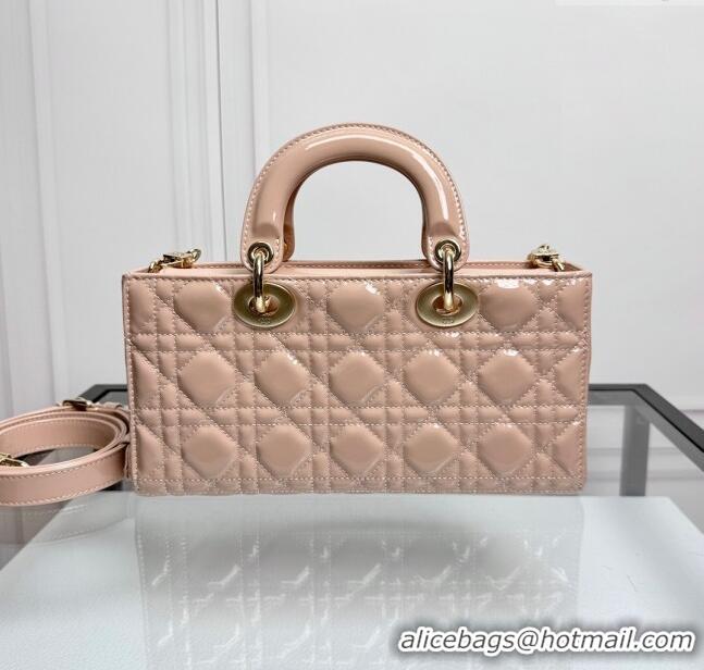 Generous Classic Dior Lady D-Joy Medium Bag in Patent Calfskin 0806 Nude Pink 2024