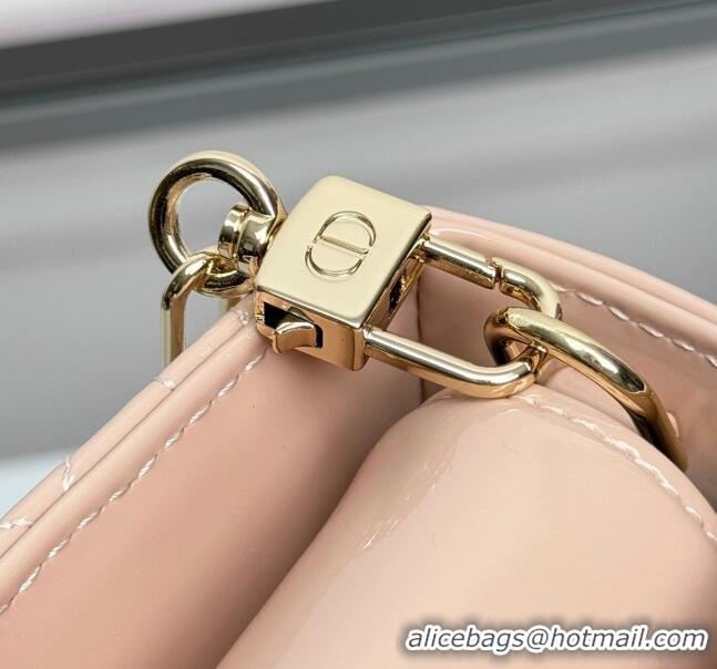 Generous Classic Dior Lady D-Joy Medium Bag in Patent Calfskin 0806 Nude Pink 2024