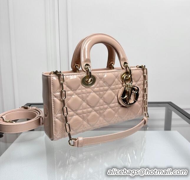 Generous Classic Dior Lady D-Joy Medium Bag in Patent Calfskin 0806 Nude Pink 2024