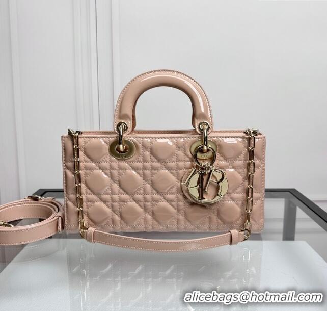 Generous Classic Dior Lady D-Joy Medium Bag in Patent Calfskin 0806 Nude Pink 2024