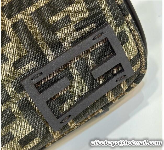 Original Cheap Fendi Simply Mini Hobo bag in FF jacquard fabric 8662 Brown 2024