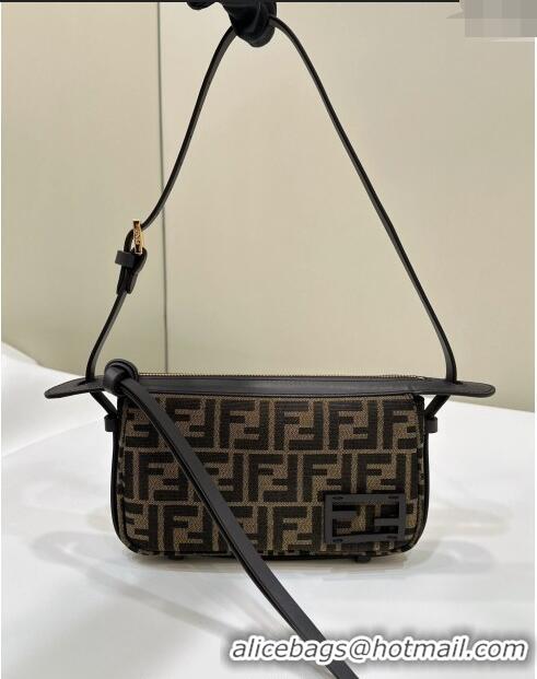 Original Cheap Fendi Simply Mini Hobo bag in FF jacquard fabric 8662 Brown 2024