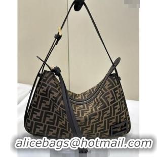 Modern Classic Fendi Simply Medium Hobo bag in FF jacquard fabric M8662 Brown 2024