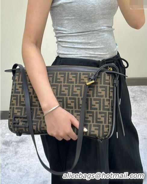 Modern Classic Fendi Simply Medium Hobo bag in FF jacquard fabric M8662 Brown 2024