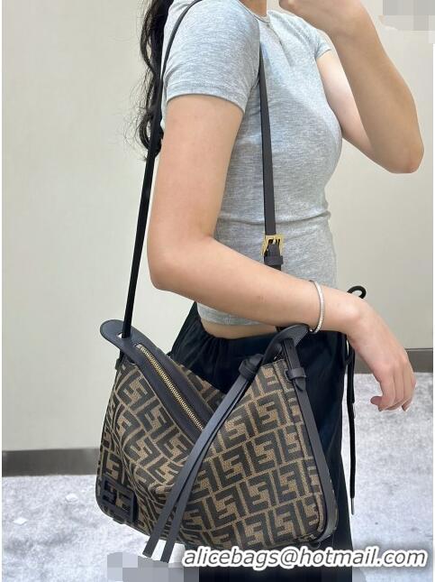 Modern Classic Fendi Simply Medium Hobo bag in FF jacquard fabric M8662 Brown 2024