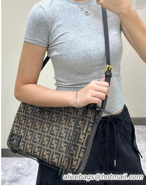 Modern Classic Fendi Simply Medium Hobo bag in FF jacquard fabric M8662 Brown 2024