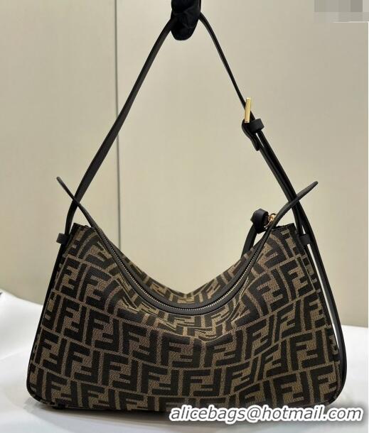 Modern Classic Fendi Simply Medium Hobo bag in FF jacquard fabric M8662 Brown 2024