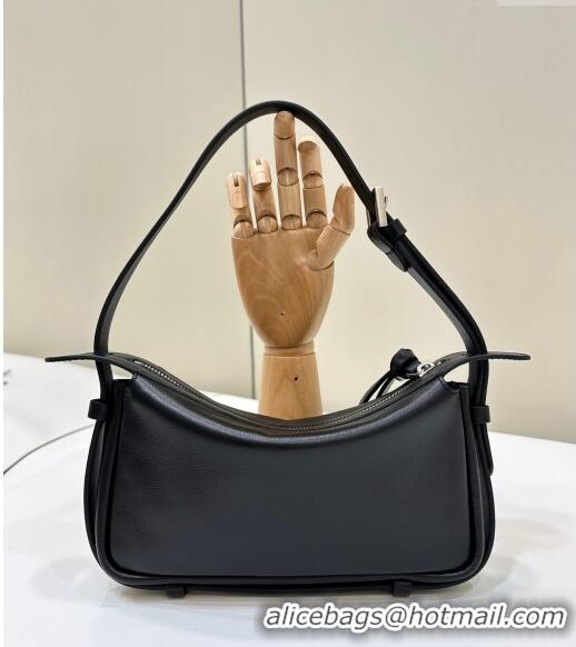 Top Quality Fendi Simply Mini Hobo bag in leather 8662S Black 2024