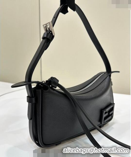 Top Quality Fendi Simply Mini Hobo bag in leather 8662S Black 2024