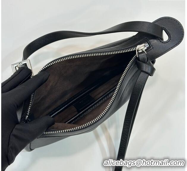 Top Quality Fendi Simply Mini Hobo bag in leather 8662S Black 2024