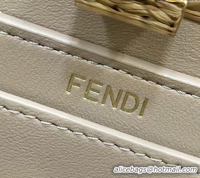 Cheapest Fendi Peekaboo ISeeU Petite Bag in interlaced fiber 80169S Dove Grey 2024