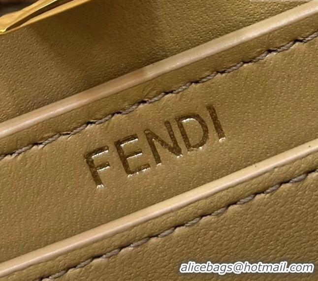 Buy Classic Fendi Peekaboo ISeeU Petite Bag in interlaced fiber 80169S Khaki 2024