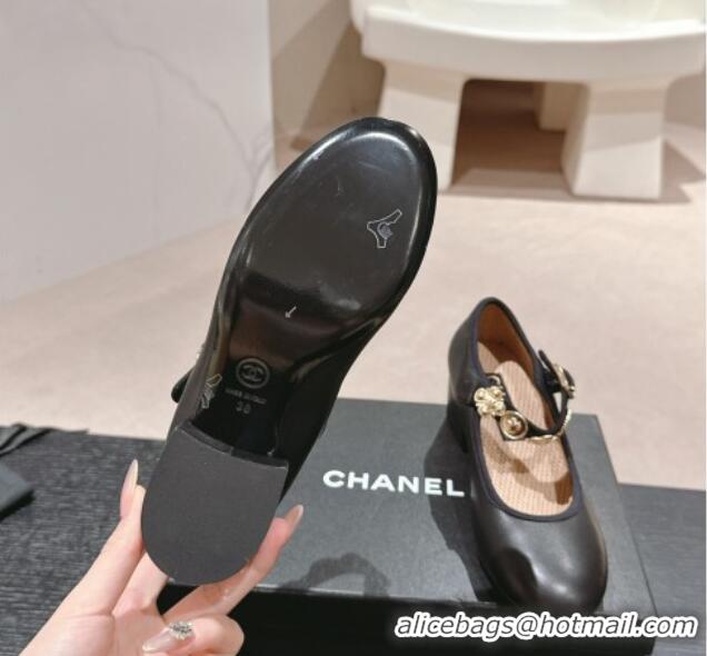 Top Design Chanel Lambskin Mary Janes Pumps 5cm with Charm Black 722024