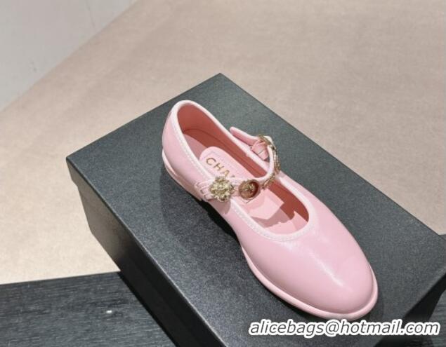 Purchase Chanel Lambskin Mary Janes Ballet Flat with Charm Light Pink 722036