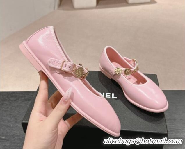 Purchase Chanel Lambskin Mary Janes Ballet Flat with Charm Light Pink 722036