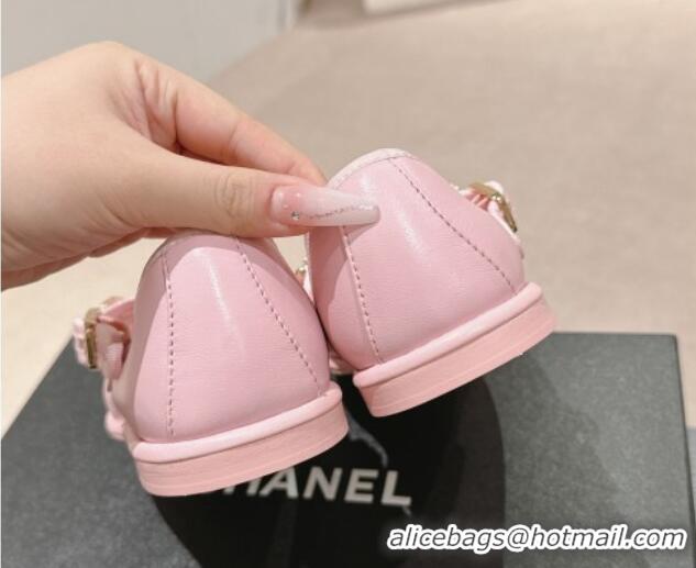 Purchase Chanel Lambskin Mary Janes Ballet Flat with Charm Light Pink 722036