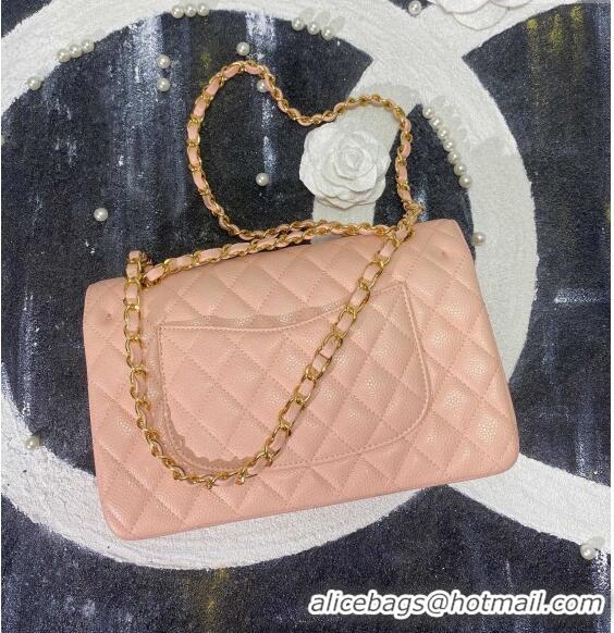 Top Quality Chanel Classic Grained Calfskin Medium Flap Bag A01112 Light Pink 2024