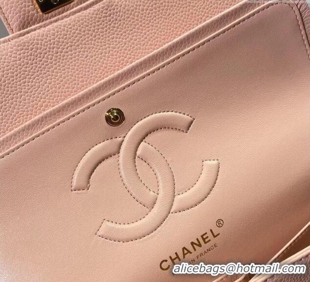 Top Quality Chanel Classic Grained Calfskin Medium Flap Bag A01112 Light Pink 2024