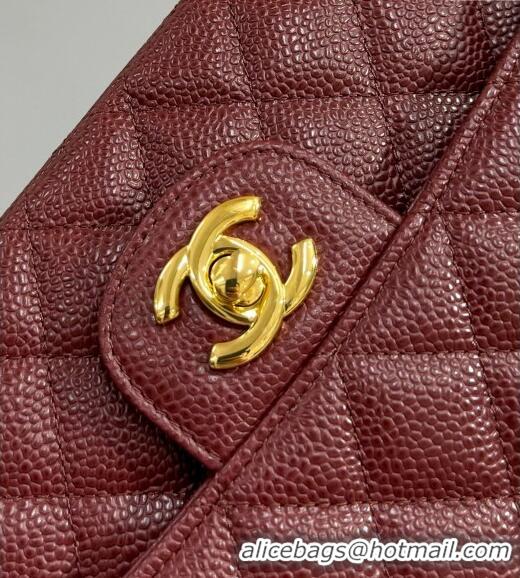 Good Taste Chanel Classic Grained Calfskin Medium Flap Bag A01112 Burgundy/Gold 2024